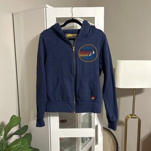 Aviator Nation Zip Logo Hoodie Sweatshirt Blue Small